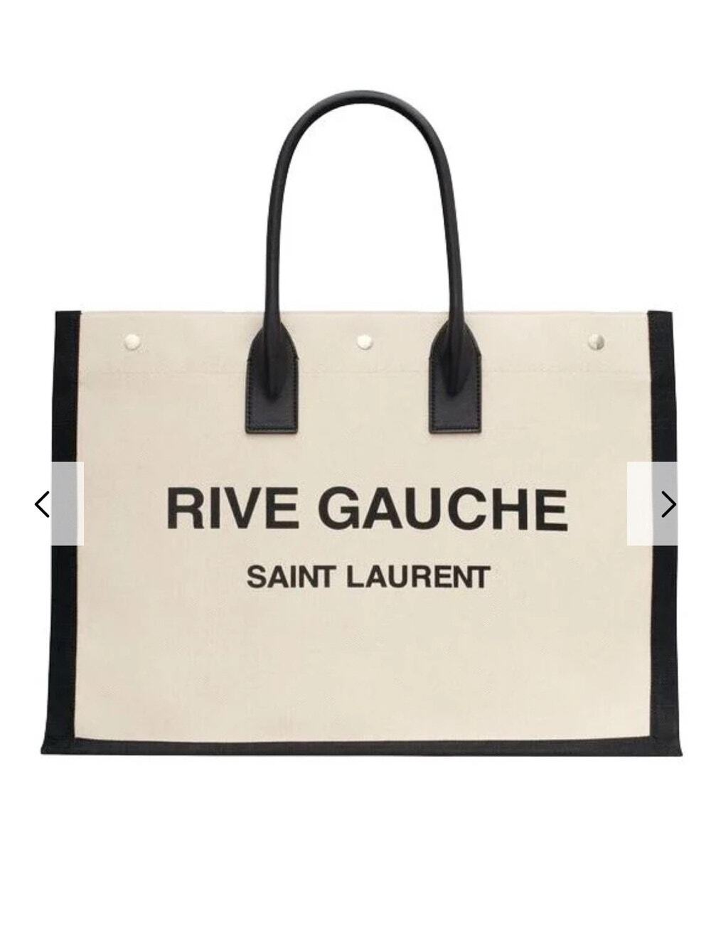 Women's Saint Laurent Rive Gauche Canvas Tote Bag in Cream and Black made Italy